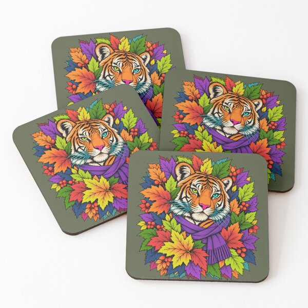 Item preview, Neon Autumn Tiger – Colorful Fall Leaves designed and sold by Aimetoi.