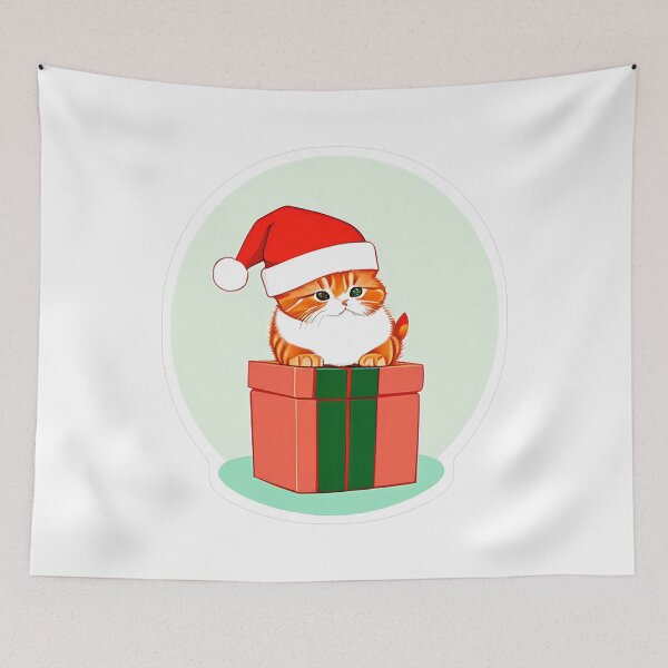 Item preview, Cute Kitten in Santa Hat Gift Box designed and sold by For-Cat Studio.