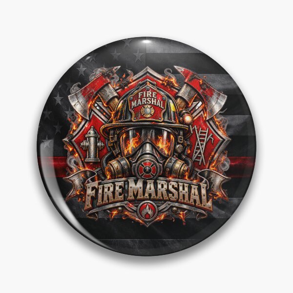 Item preview, Fire Marshal – Thin Red Line American Flag & Flaming Firefighter Crest designed and sold by artistwill.