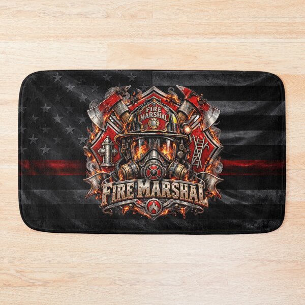Item preview, Fire Marshal – Thin Red Line American Flag & Flaming Firefighter Crest designed and sold by ArtistWill.