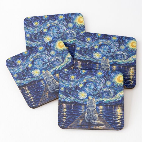 Item preview, Funny Wolf Starry Night Painting Bridge Star Boys Girls Kids designed and sold by FurryHavenPH.