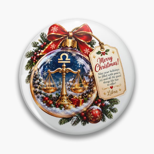 Item preview, Libra Zodiac Golden Scales Christmas Bauble designed and sold by Zodiac Celestial Art.
