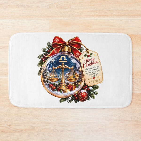Item preview, Libra Zodiac Golden Scales Christmas Bauble designed and sold by Zodiac Celestial Art.