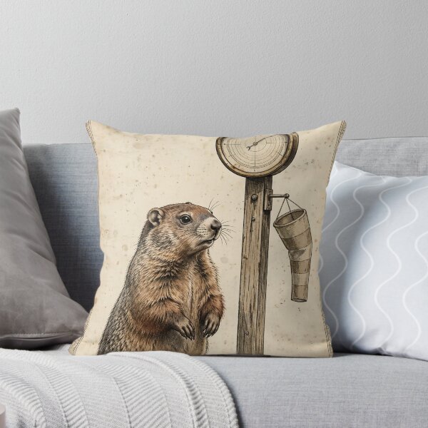 Item preview, Groundhog Beside a Vintage Weather Station with Barometer and Windsock, Antique Plate Poster designed and sold by ElicitaDesign.