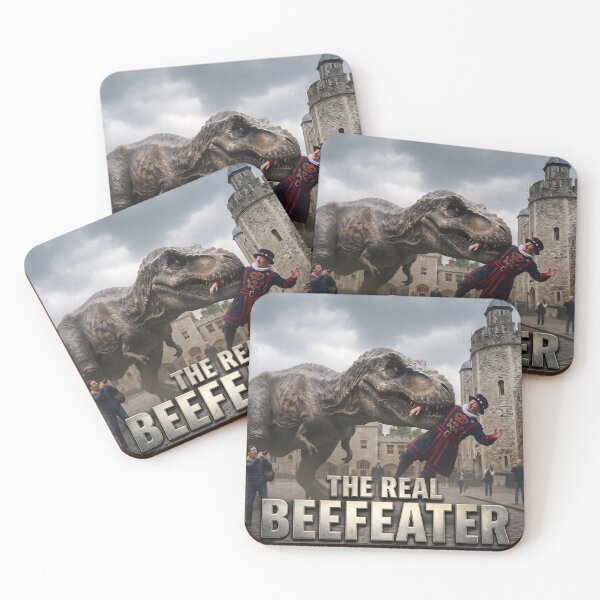 Item preview, The Real Beefeater: Funny T-Rex Eating Tower of London Guard Dinosaur Pun designed and sold by TeeBeeDesigns.