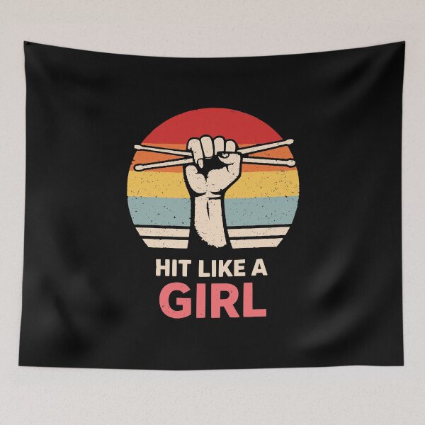 Item preview, retro drummer girl drums designed and sold by kiakuki.