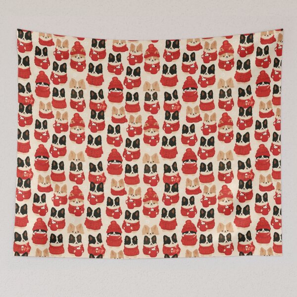 Item preview, Cozy Corgi Dog Hot Chocolate Winter Snowflakes designed and sold by NicolasGlowArt.