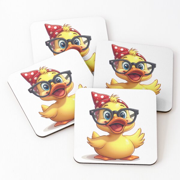 Item preview, Cute Funny Yellow Duck with Glasses and Red Polka Dot Bandana designed and sold by sazuii.