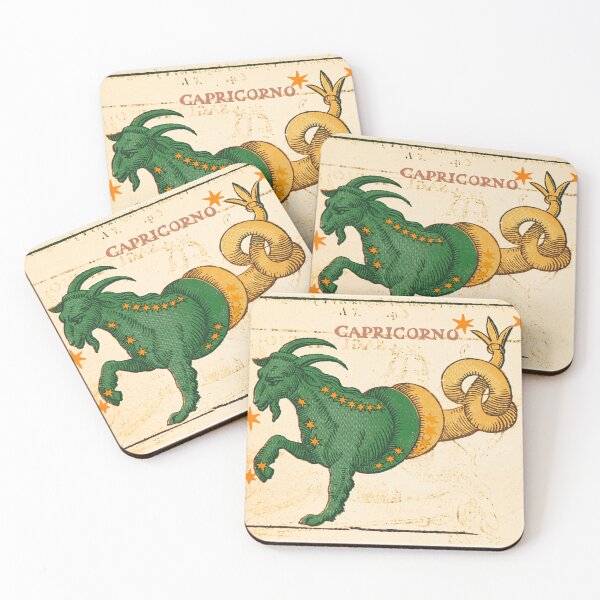 Item preview, Capricorn Zodiac Sea Goat Vintage Risograph in Green designed and sold by Fani*.