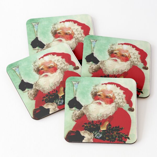 Item preview, Santa and Champagne, original watercolor by Kim Attwooll designed and sold by aswoa.