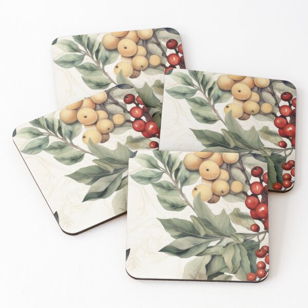 Item preview, Vintage Winter Botanical Seamless Pattern — Muted Green Leaves & Red Berries Art designed and sold by LYAN-STORE.