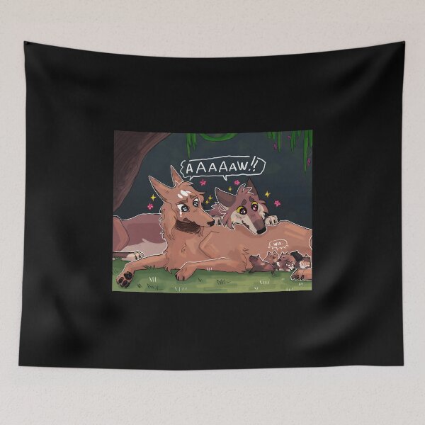 Item preview, Cute Cartoon Wolves Admiring Baby Pups Illustration designed and sold by elijbclaude.