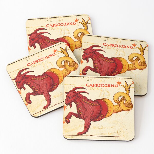 Item preview, Capricorn Zodiac Sea Goat Vintage Risograph in Red designed and sold by Fani*.