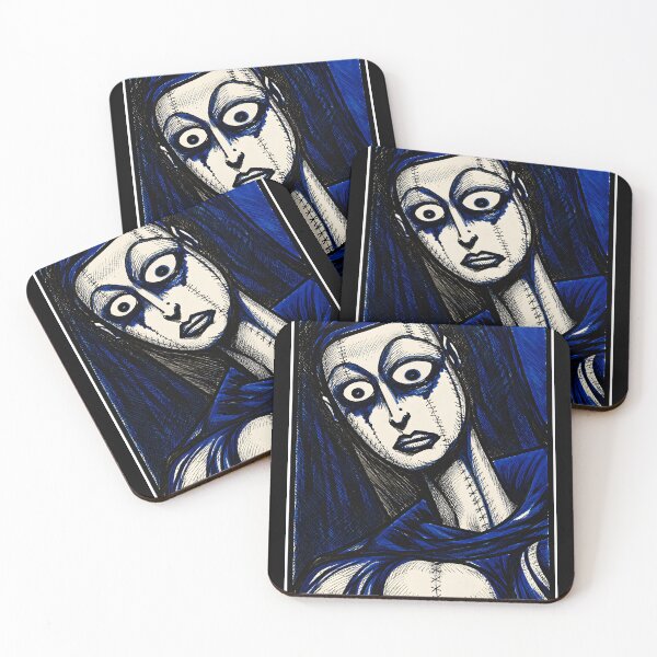 Item preview, Gothic Stitchwork Portrait in Blue and Black Ink designed and sold by elijbclaude.