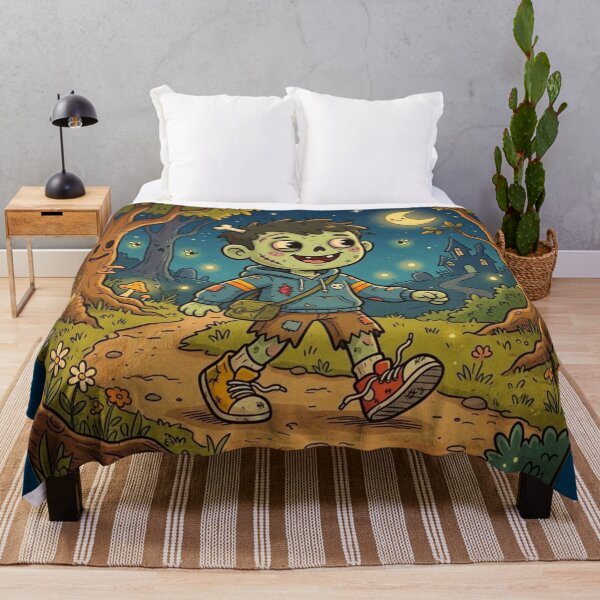 Item preview, Cute Little Zombie Boy on a Spooky Night Walk - Creepy Cute Halloween designed and sold by FrogsShop.