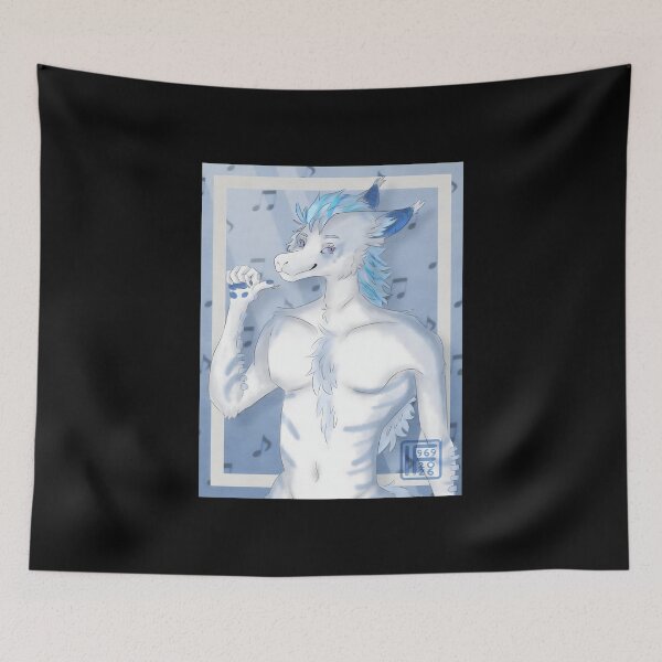 Item preview, Blue and White Furry Anthro Creature with Musical Notes designed and sold by elijbclaude.
