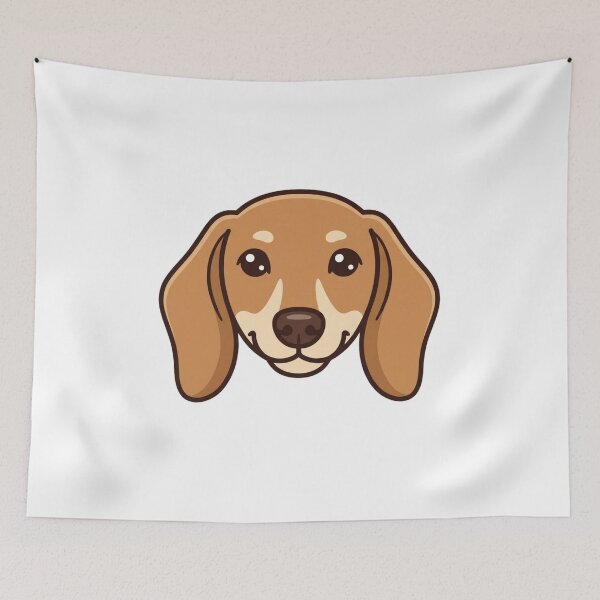 Item preview, Cute Dachshund Head Simple 2D Cartoon Style designed and sold by CraftyUniverse.