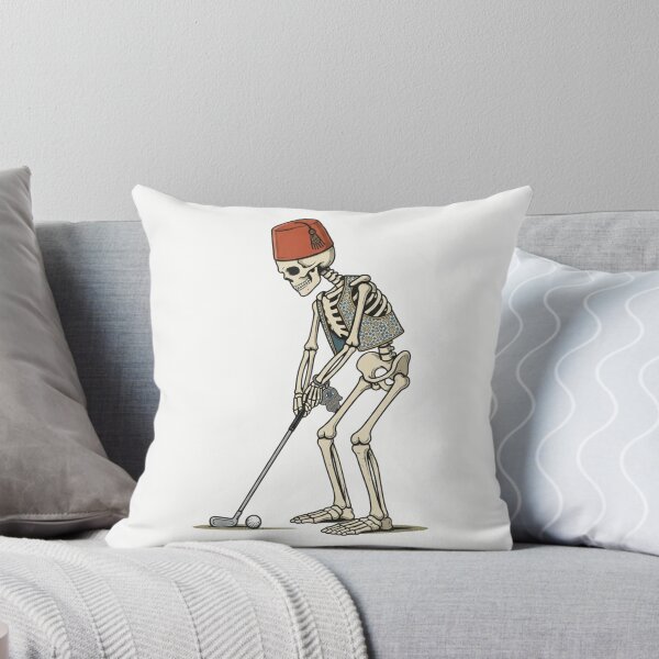 Item preview, Moroccan Skeleton Golfer - Vintage Skeleton Playing Golf with Fez & Hamsa designed and sold by designwiss.