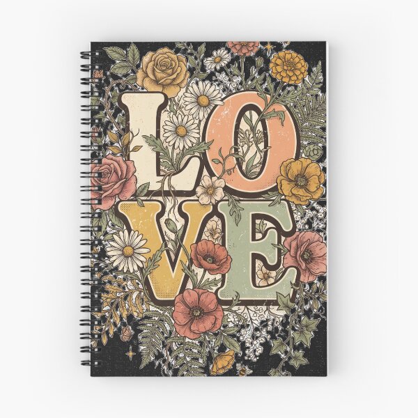 Item preview, Retro LOVE Floral Vintage Typography - 70s Botanical Wildflowers designed and sold by DesignArtique.