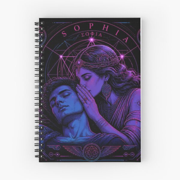 Item preview, Gnostic Sophia Whispering to the Half Sleeping Man. Synthwave Style, Esoteric Art designed and sold by GRIMDELIGHT.