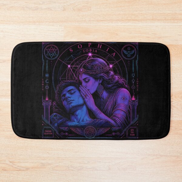 Item preview, Gnostic Sophia Whispering to the Half Sleeping Man. Synthwave Style, Esoteric Art designed and sold by GRIMDELIGHT.
