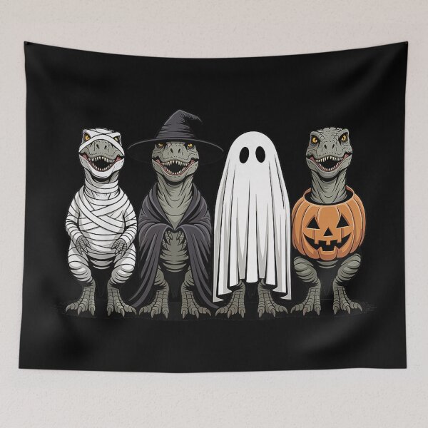 Item preview, Spooky Ghost Velociraptor Dino Pumpkin Halloween Skeleton designed and sold by Denenberg Jardel.