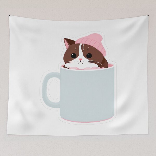 Item preview, Cozy Cat in Blue Mug designed and sold by For-Cat Studio.