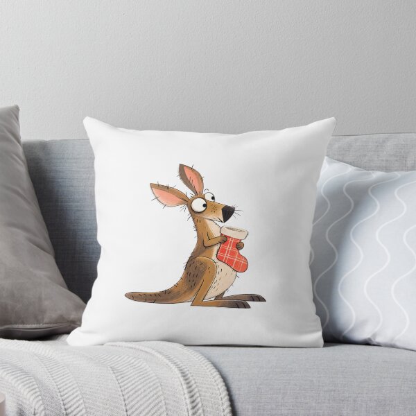 Item preview, Kangaroo Holding a Plaid Christmas Stocking designed and sold by The-Art-of-D.
