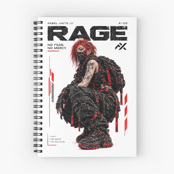 Item preview, RAGE – Red Neon Cyberpunk Rebel Girl designed and sold by Onviton.