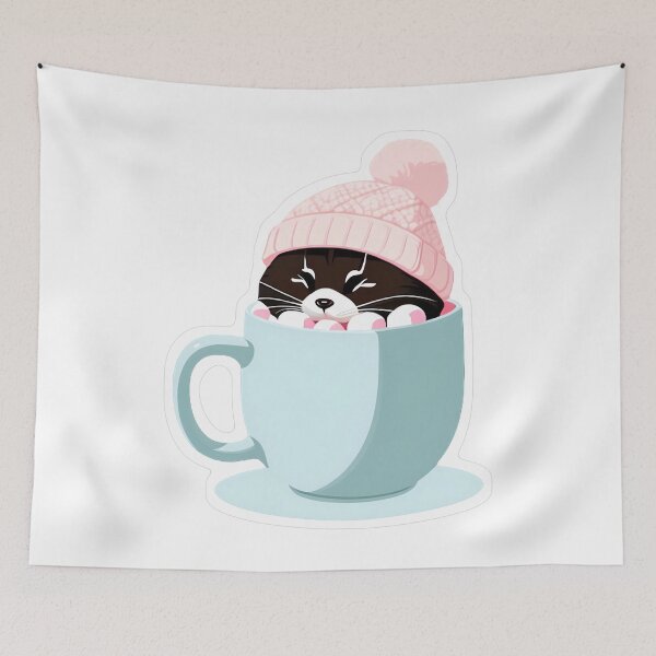 Item preview, Cozy Raccoon in Pink Beanie designed and sold by For-Cat Studio.