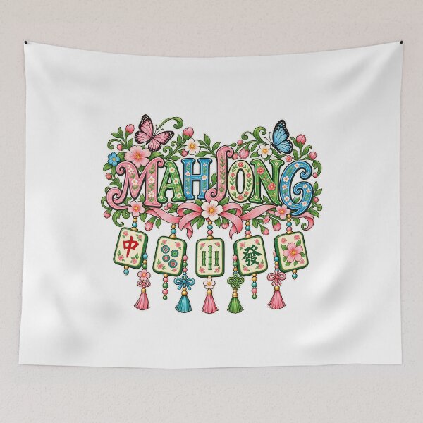 Item preview, Mahjong Floral Butterfly Lucky Tiles designed and sold by DesignArtist.ia.