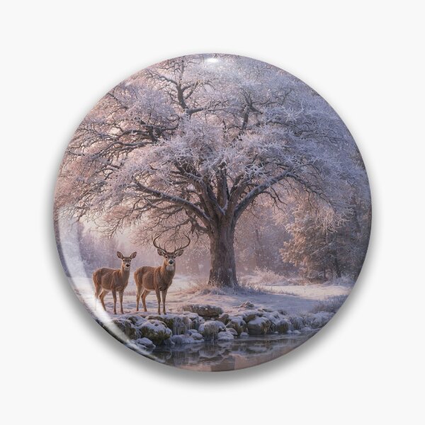 Item preview, Winter Deer by the Stream Landscape Pretty designed and sold by Stephanie Laird.