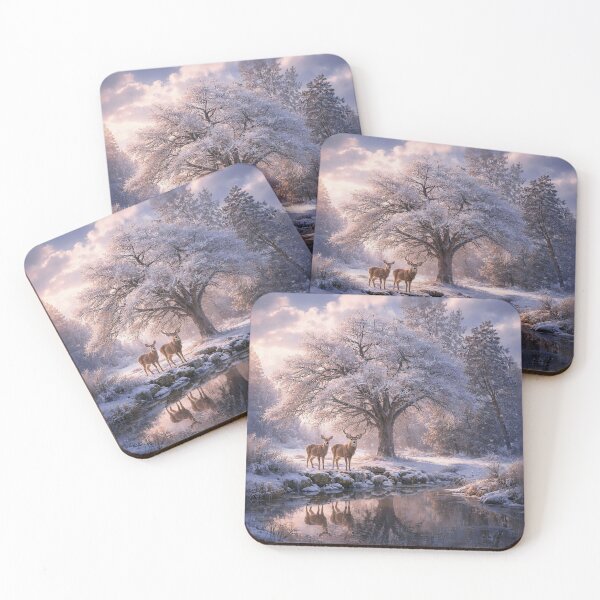 Item preview, Winter Deer by the Stream Landscape Pretty designed and sold by Stephanie Laird.