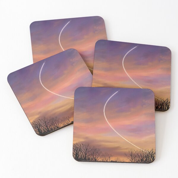 Item preview, Contrail Across a November Sunset - Autumn Sky over the Woods designed and sold by EMaviation_.