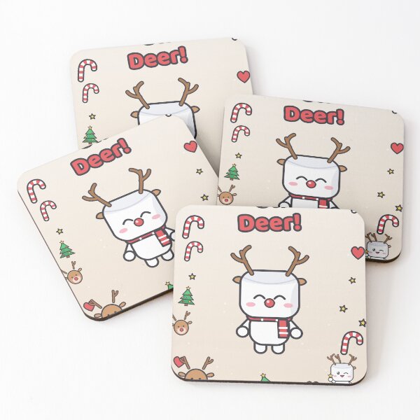 Item preview, Oh Deer - Funny Christmas Marshmallow Pip with Reindeer Antlers and Red Nose designed and sold by BiMood.