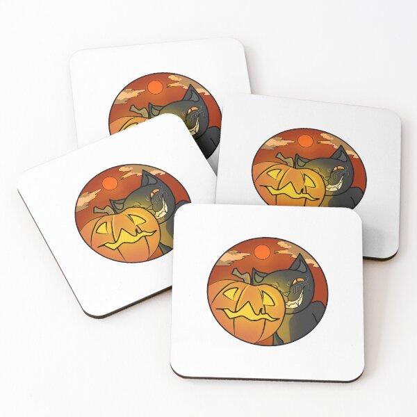 Item preview, Halloween Black Cat and Pumpkin Retro Circle Art designed and sold by STRANGEHonor.