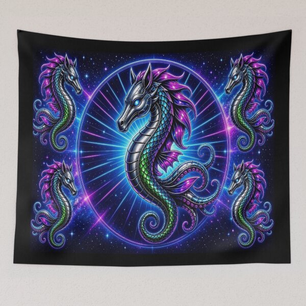 Item preview, Gothic Neon Seahorse Crest Cyberpunk Hippocampus King designed and sold by Breezes-of-Ida.
