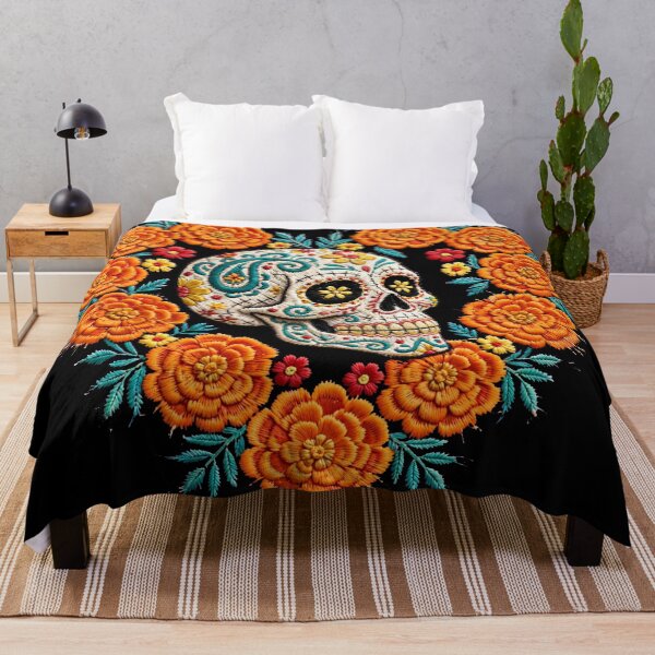 Item preview, Day of the Dead Embroidery Sugar Skull Heart designed and sold by One City Two Children Studio.