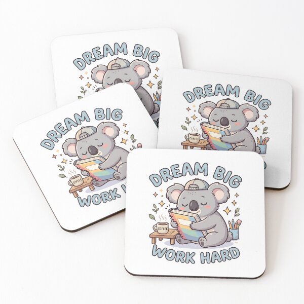 Item preview, Dream Big Work Hard Cute Productive Koala Sticker designed and sold by GenZStickerHub1.