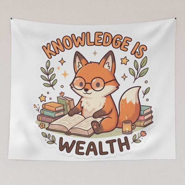 Item preview, Knowledge Is Wealth Cute Reading Fox Sticker designed and sold by GenZStickerHub1.
