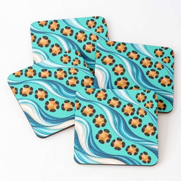 Item preview, Aqua Safari – Leopard and Pearl Waves designed and sold by annenambiro.