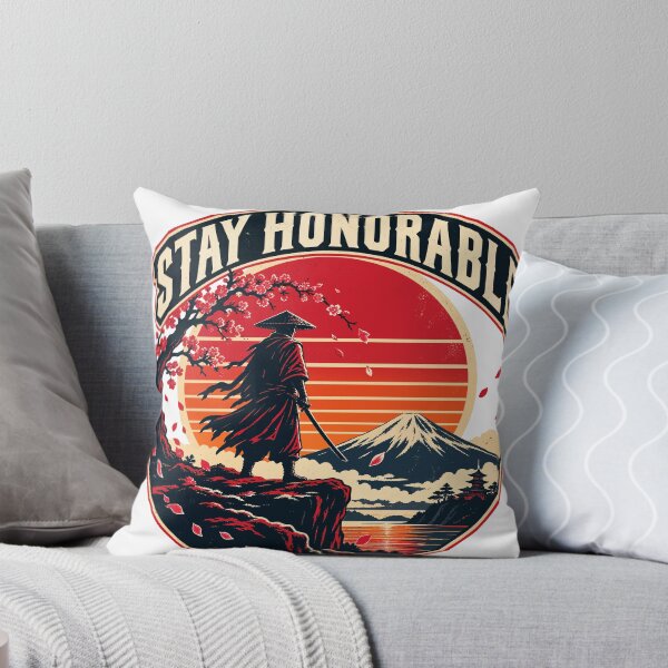 Item preview, Stay Honorable Samurai Retro Sunset Badge designed and sold by codex401.