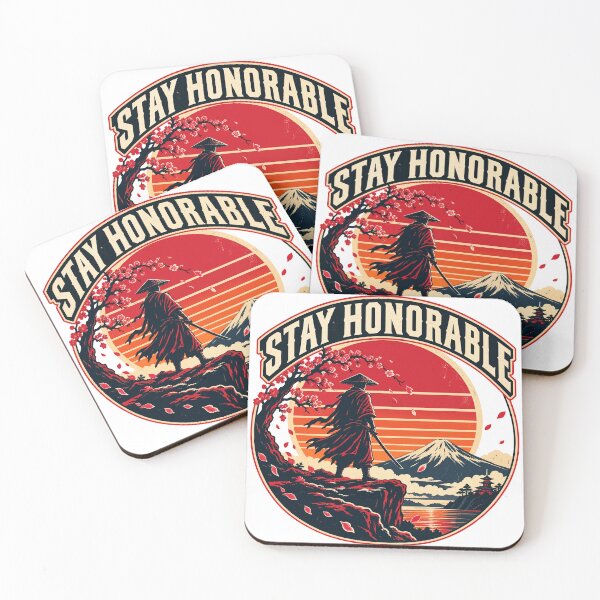 Item preview, Stay Honorable Samurai Retro Sunset Badge designed and sold by codex401.