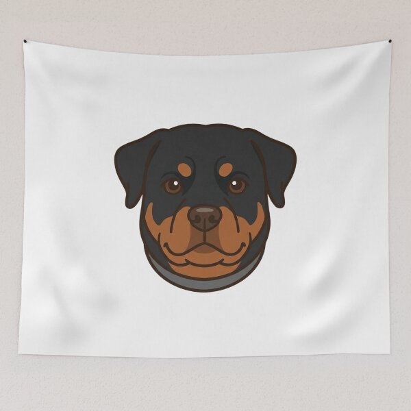 Item preview, Cute Rottweiler Head Simple 2D Cartoon Style designed and sold by CraftyUniverse.