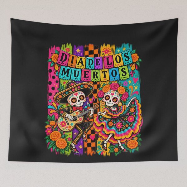 Item preview, Dancing Skeletons Colorful Mariachi Floral Dress Dia de los Muertos designed and sold by AmiGraph.