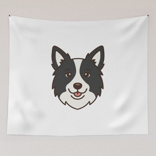 Item preview, Smart Border Collie Head Simple 2D Cartoon Style designed and sold by CraftyUniverse.