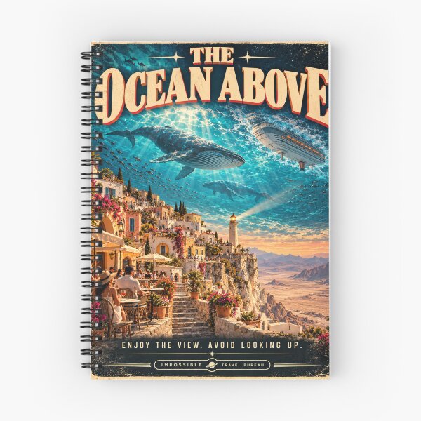Item preview, The Ocean Above Surreal Vintage Travel Poster designed and sold by QuantumOasis.