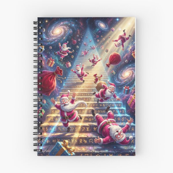 Item preview, Epic Falling Santas on Cosmic Space Stairway Pop Surrealism designed and sold by Rain-Road.