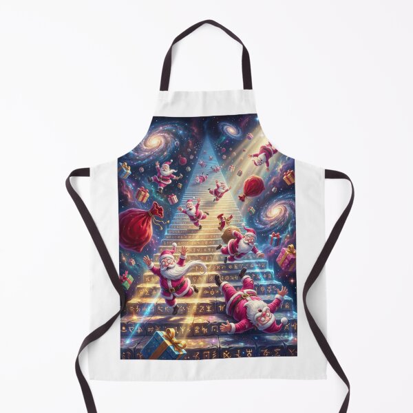 Item preview, Epic Falling Santas on Cosmic Space Stairway Pop Surrealism designed and sold by Rain-Road.