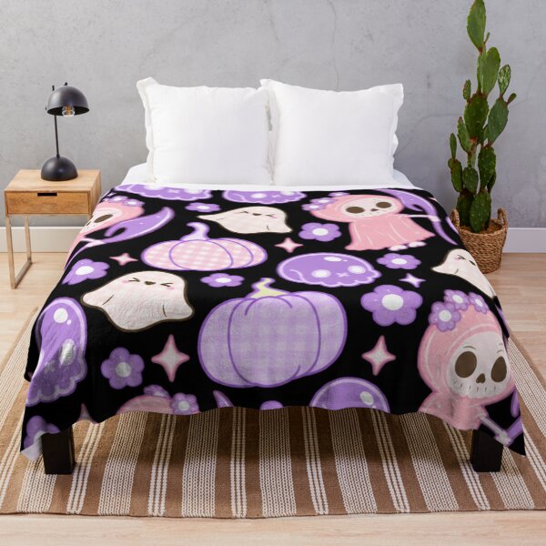 Item preview, Pastel Goth Kawaii Halloween Skulls, Ghosts and Pumpkins Pattern designed and sold by Britishdelights.